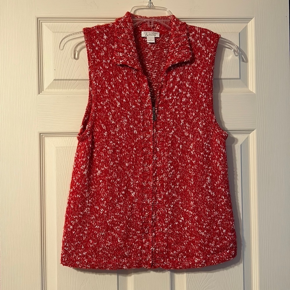 Vintage Retro Christopher & Banks Red & White Sweater Vest Small